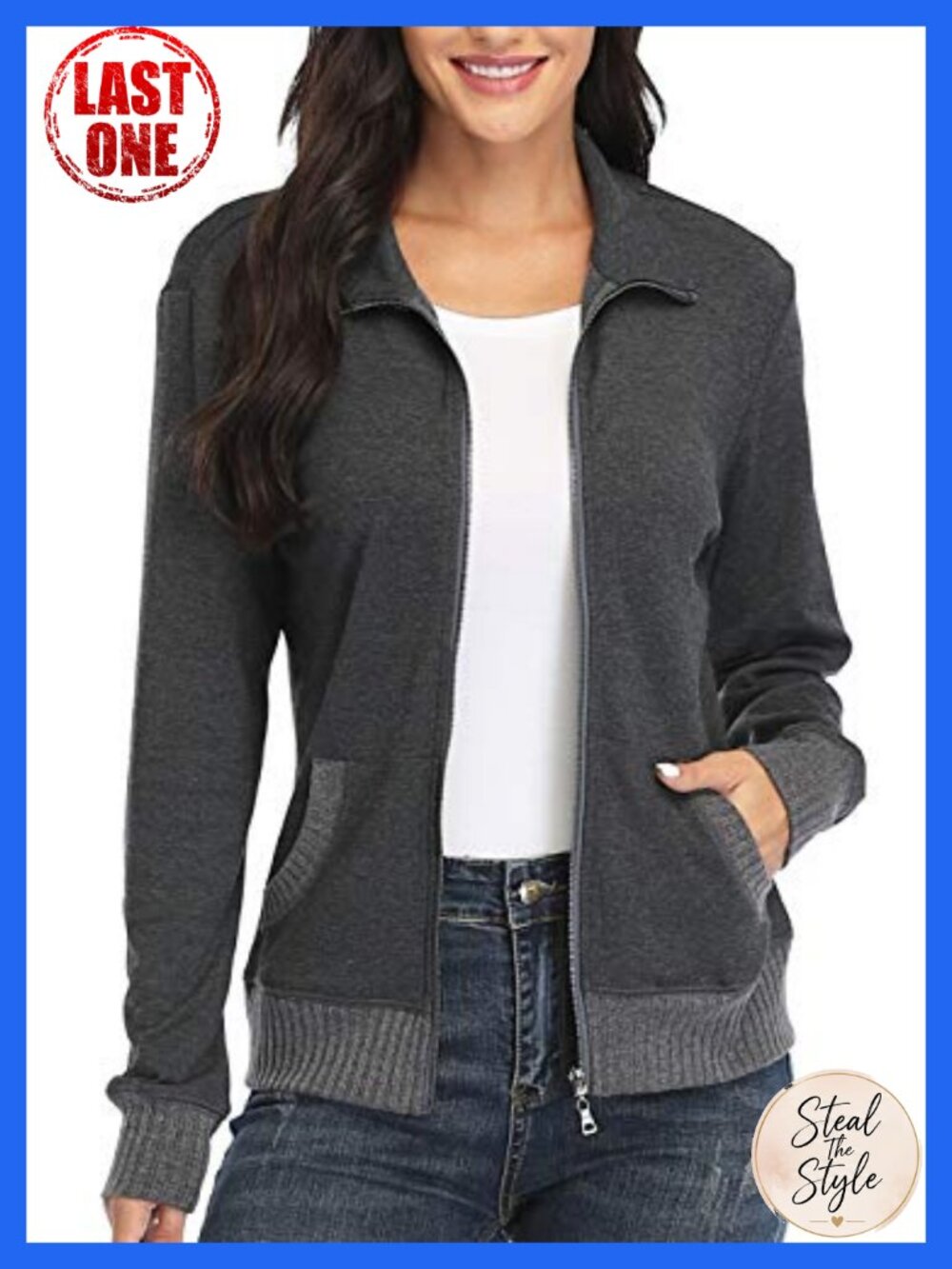 Women's Lightweight Zip Up Jacket Regular Fit Sport Running Casual